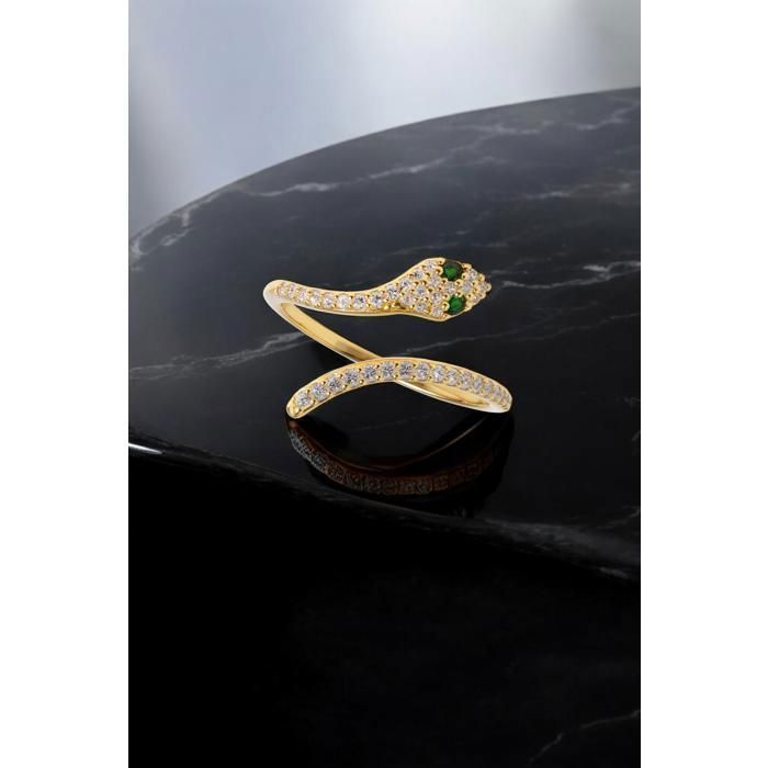 Bague Serpent Femme Plaqué Or & Zirconium – Bague Élégante – Bijou Luxe Fantaisie – Cadeau Idéal Taille 50 à 60