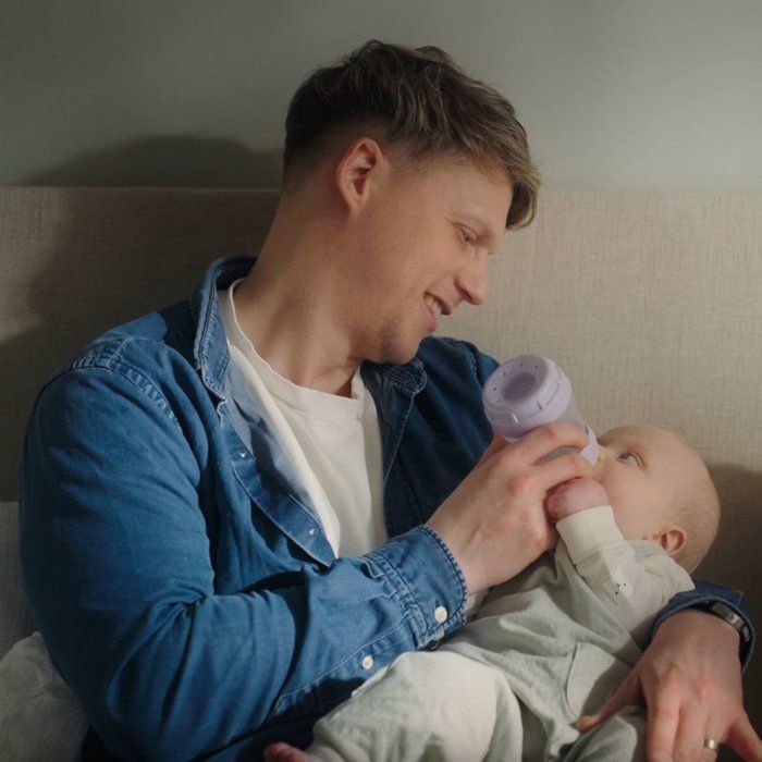 Sett med 2 babyflasker - MAM - Easy Start - Anti-kolikk - 160 ml - Smokk størrelse 1 - Lilla + Sand