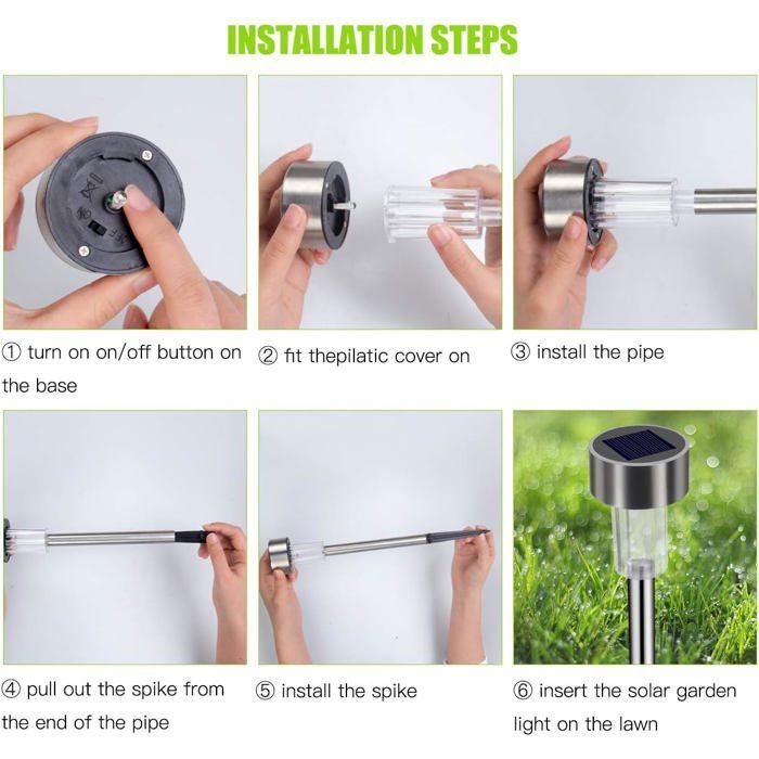 12 luces solares para jardín, luces LED de suelo impermeables IP65, iluminación solar exterior para caminos y césped (blanco frío)