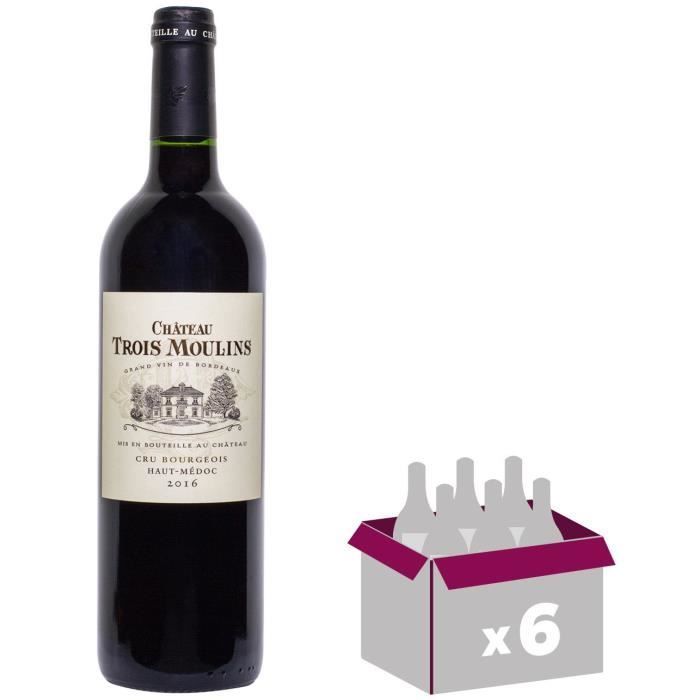 Château Trois Moulins 2016 Haut-Médoc Cru Bourgeois - Vin rouge de Bordeaux x6