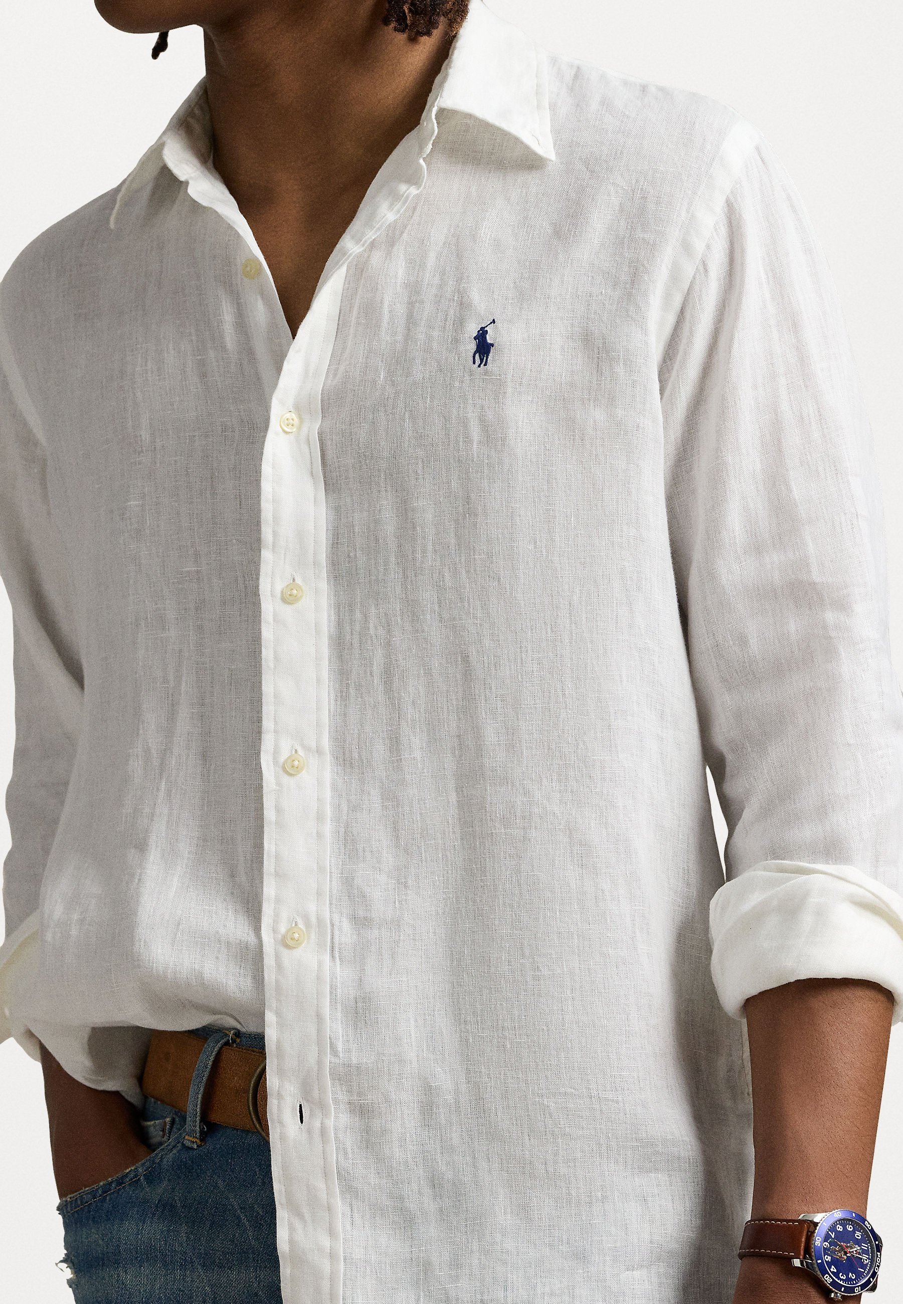 Polo Ralph Lauren Slim Fit linnen overhemd - Overhemd - keramisch wit