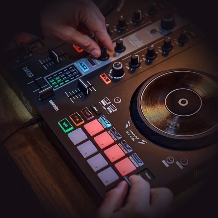 HERCULES DJ CONTROL INPULSE 300 MK2 - Contrôleur DJ USB - 2 voies - 16 pads - Logiciels et tutoriels - Carte son intégrée