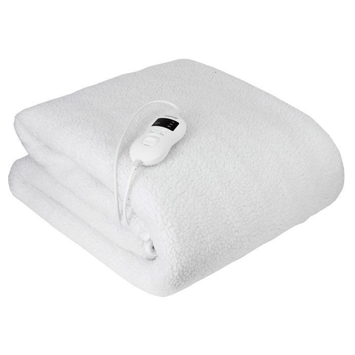 Electric bed warmer 160x100cm, 8 temperature settings, timer, washable, 85W, Briebe EB1132, 60W, White
