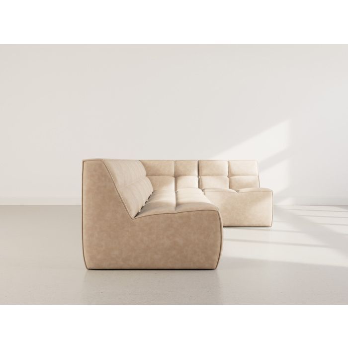 Alya - Reversible 4-seater modular corner sofa in faux leather - Beige