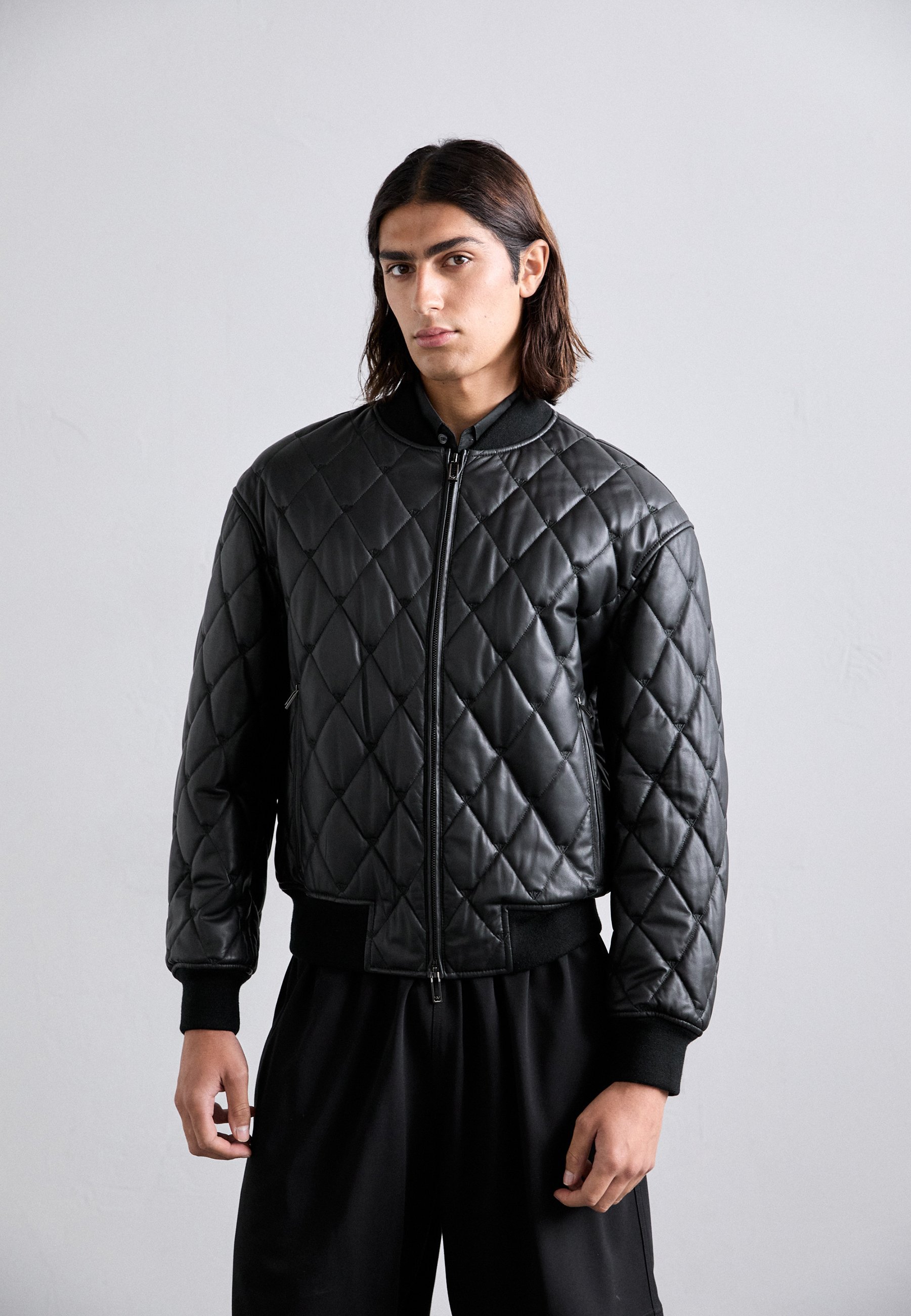 Veste blouson Emporio Armani - Veste en cuir - Noir beauté