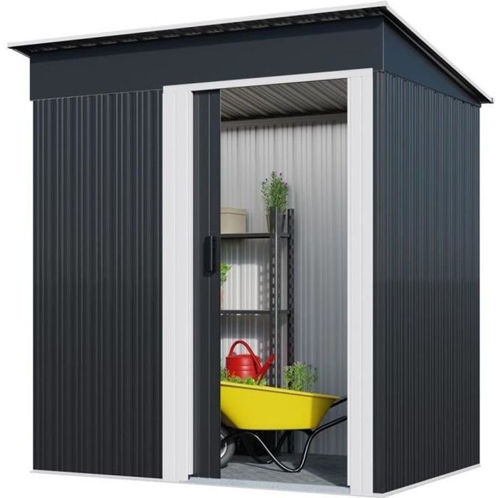 Galvanized steel metal garden shed 162 x 86 x 181cm - Bc-elec - 5662-0504