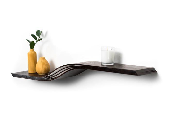 Etagère murale design - EWART WOODS - En bois wengé 93 cm - moderne flottante ondulé