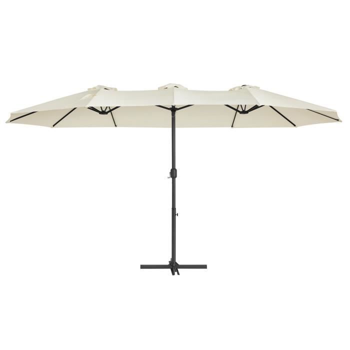 SONGMICS Dubbele Parasol 460 x 270 cm, Extra Grote Terrasparasol, UPF 50+ Bescherming, met Draaihendel, zonder Voet, GPU036M01