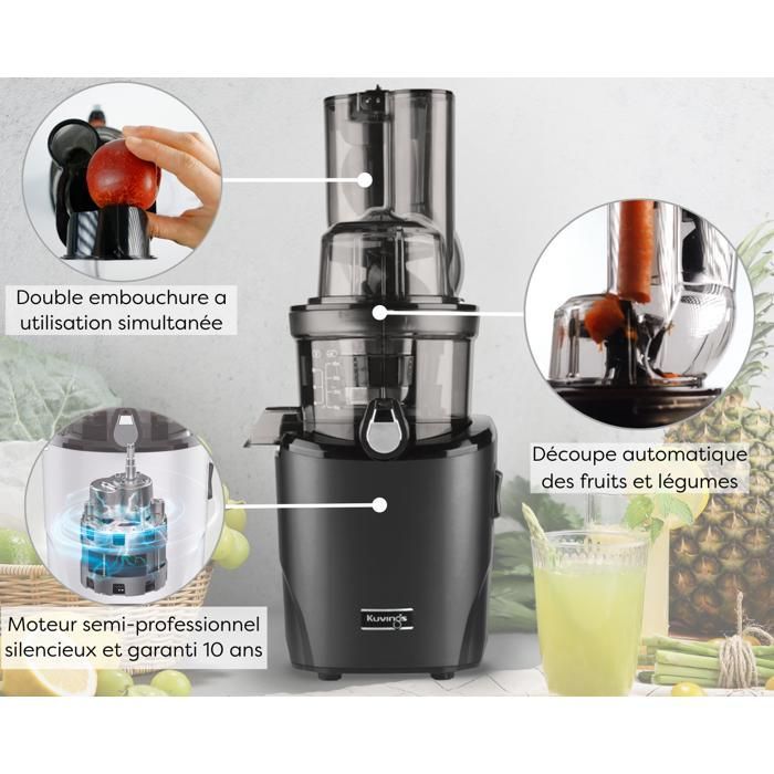 Kuvings - REVO830S Juicer - Double Feed Chute, Automatic Cutting System - Black