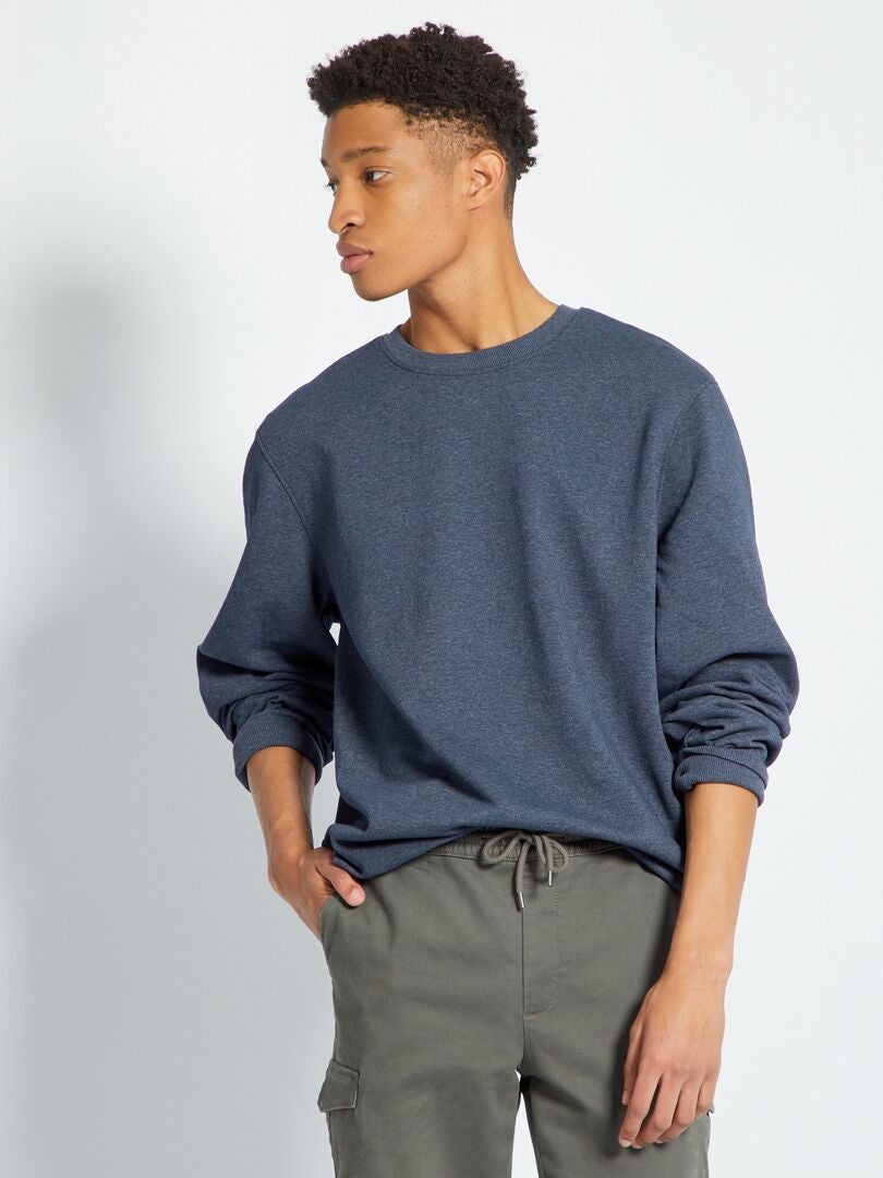 Effen ronde hals sweatshirt +190 cm - BLAUW
