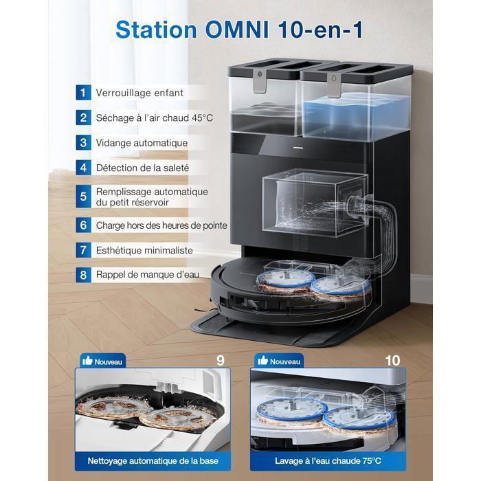 Robot aspirapolvere e lavapavimenti ECOVACS Deebot T50 Omni Gen 2 da 21000 Pa