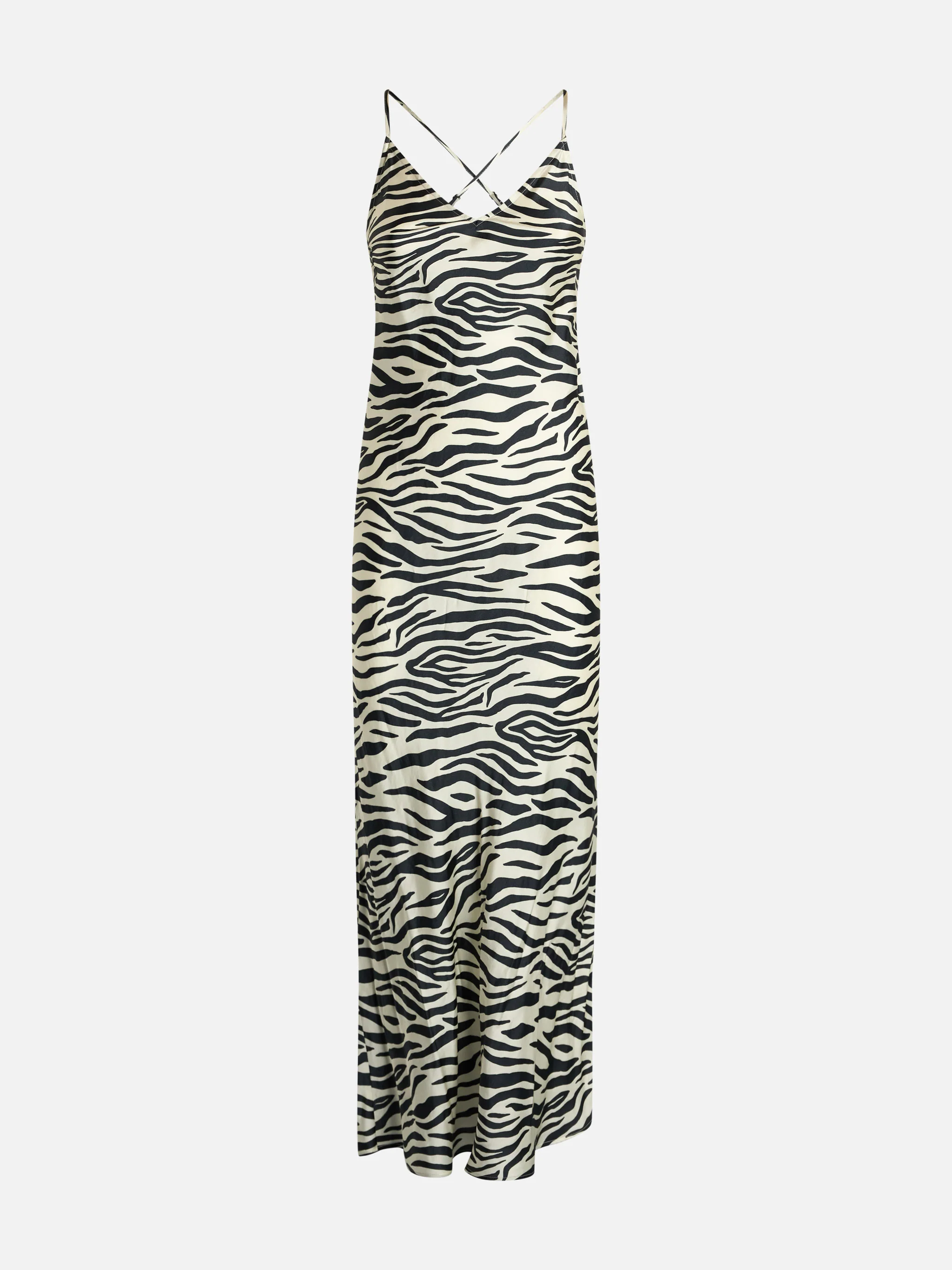 Dames slipjurk van satijn met zebraprint