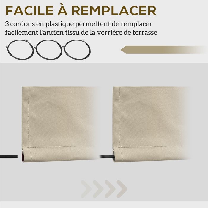 Tela de repuesto para toldo - Outsunny - cenefa de ondas suaves - poliéster de alta densidad 280 g/m² resistente a los rayos UV - 2,82 x 2,4 m - color crema
