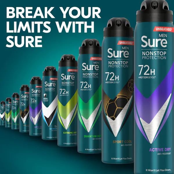 „Sure Men“ antiperspirantas dezodorantas aerozolyje „Nonstop Active Dry“, 250 ml