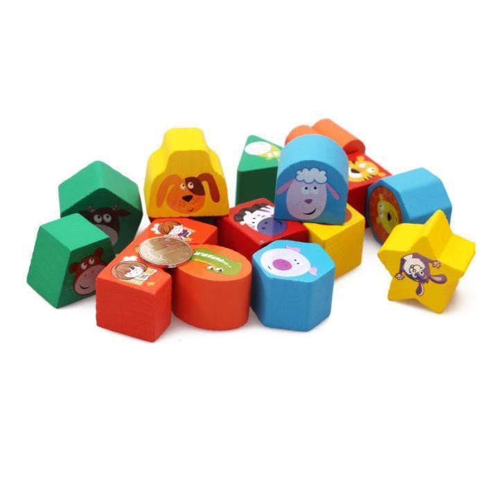 Jeu Cube D'activité en Bois, Forme Sorter Preschool Jouet Éducatif Couleur Reconnaissance Intelligence Jouets Enfants 1-2-3 Ans