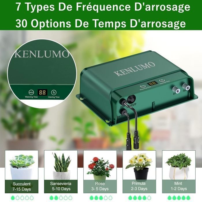 KENLUMO Solar Automatisk Drypvandingssæt - 30m slange - 37 synkroniseringstilstande