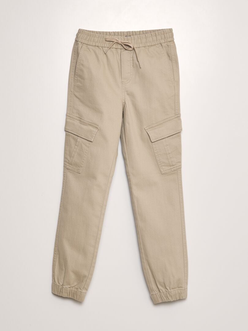 Fleecejoggingbyxor med sidofickor - BEIGE