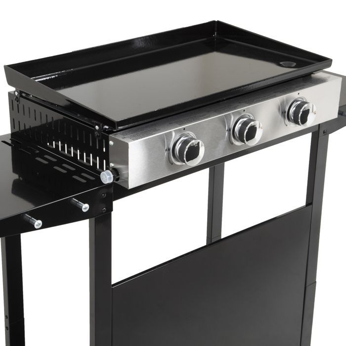 Plancha au gaz MÉRIDA 3 brûleurs + chariot