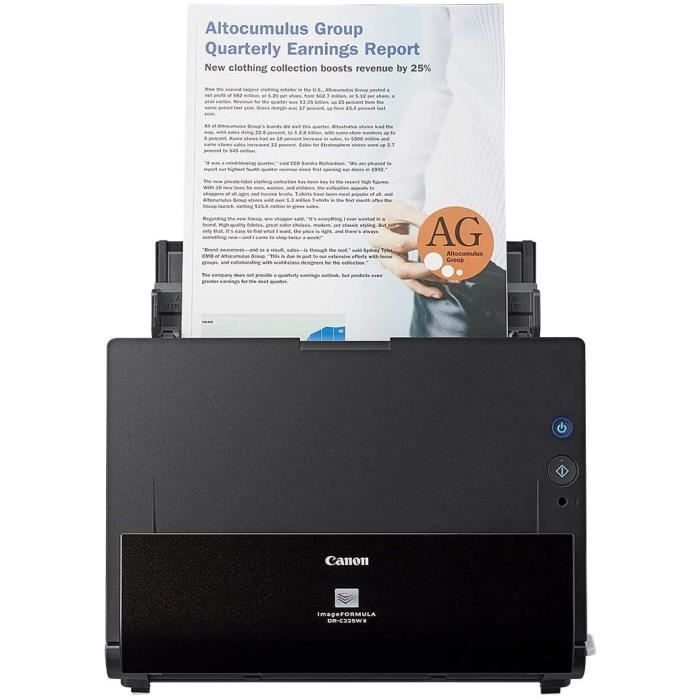 Scanner de documentos duplex CANON imageFORMULA DR-C225 II WiFi - Preto - 25 ppm - 600 dpi x 600 dpi