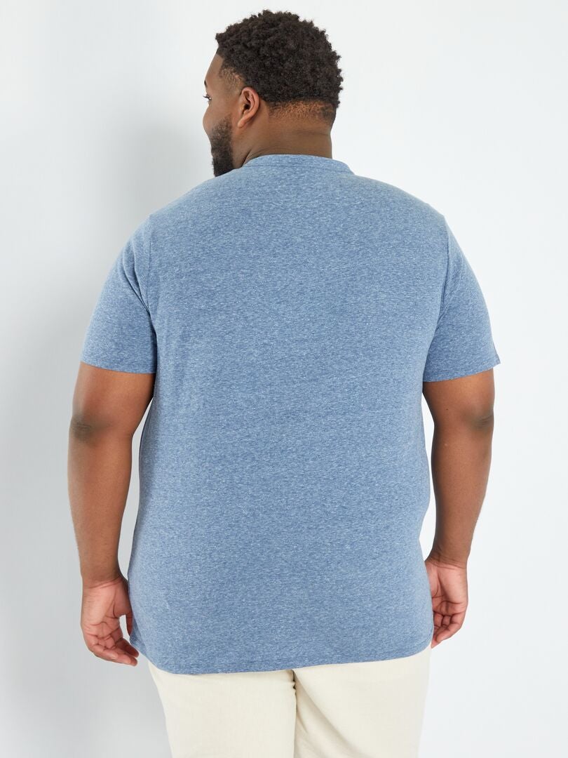 Henley-hals T-shirt - BLAUW