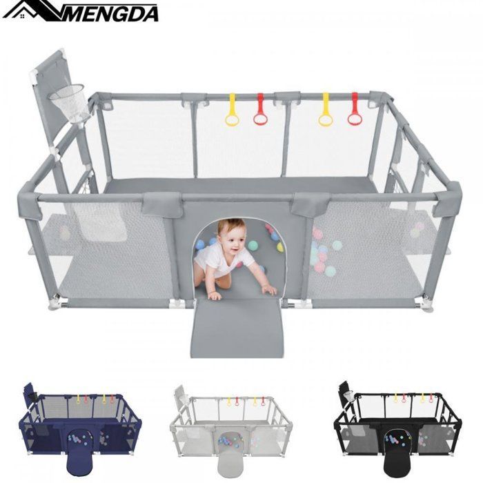 Box per bambini - MENGDA - Box per neonati - Con protezioni angolari, 50 palline, 4 anelli da tirare, 4 ventose - 180×120×66 cm