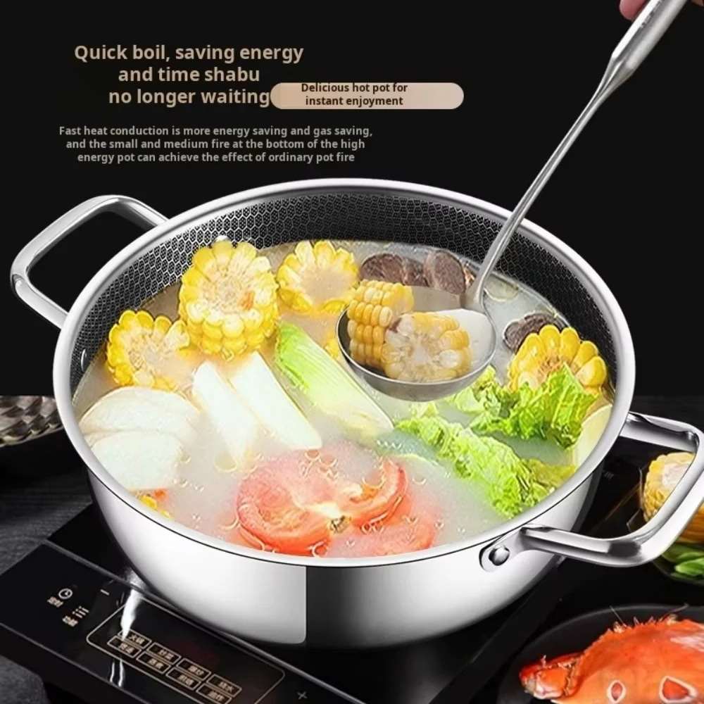 Marmite en acier inoxydable 410, poêle wok/wok universelle avec couvercle, revêtement antiadhésif alvéolé et couvercle, compatible avec les plaques à induction et à gaz.