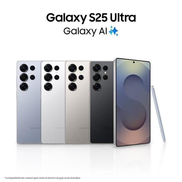 Smartphone SAMSUNG Galaxy S25 Ultra AI de 256 GB, color plata titanio.