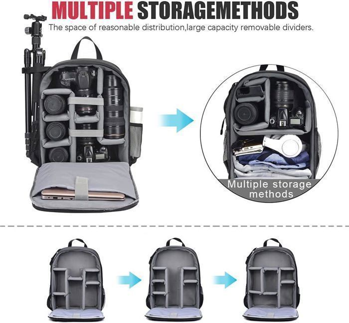 Mochila para cámara DSLR, impermeable, compatible con PC de 13-14