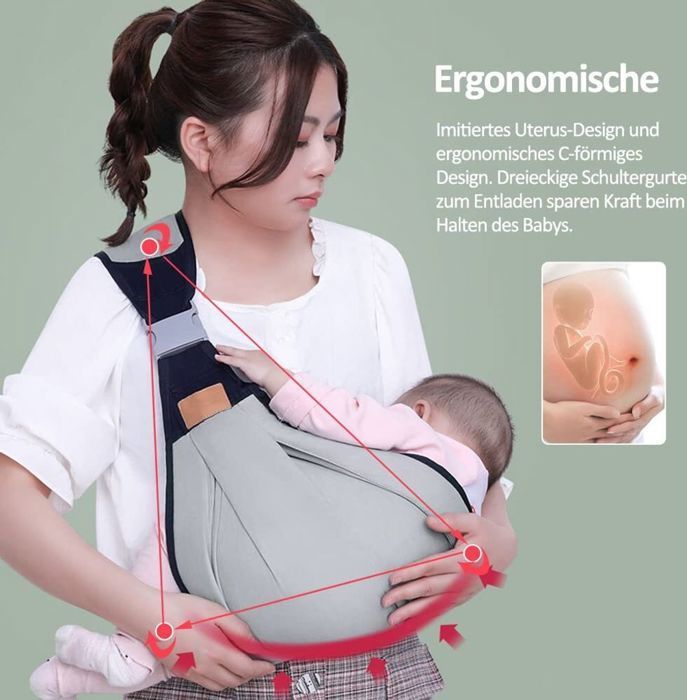 Porte-bébé Réglable, porte-bébé Écharpe avec d'Épaisses sangles d'épaule,à Séchage Rapide,porte-bébé nouveau-né, de la naissance