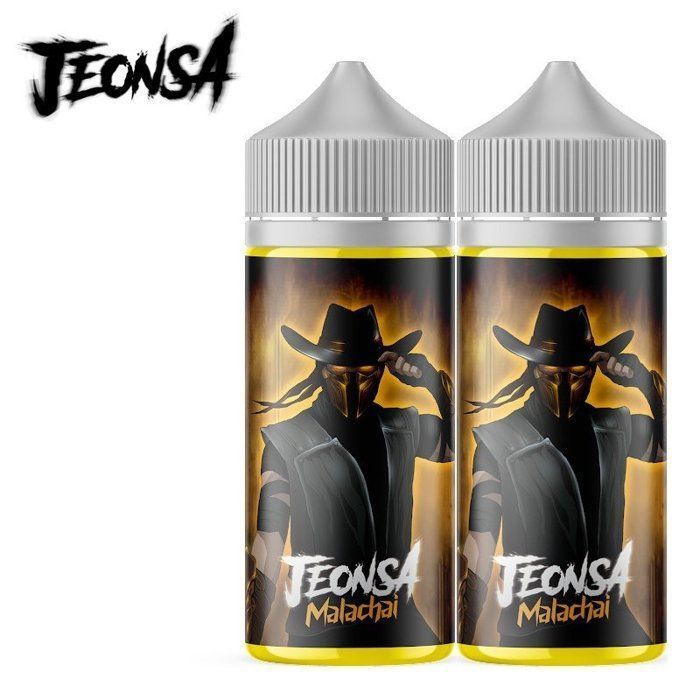 Lot de 2 E-liquides Malachai (Citron, Ananas, Abricot, fraicheur) Jeonsa 100ml + 8 boosters