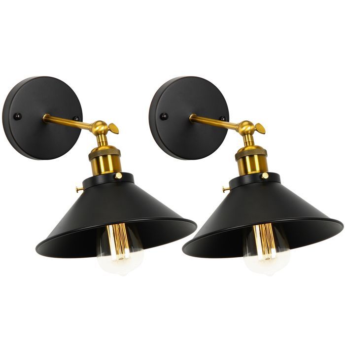 Aplique de pared - SMOTOP - Negro - Metal - 2x E27