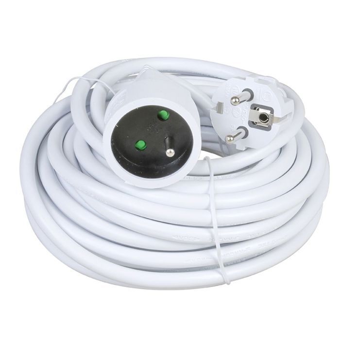Cable de extensión de 10 m – 3500 W 220-240 V | Blanco para interiores