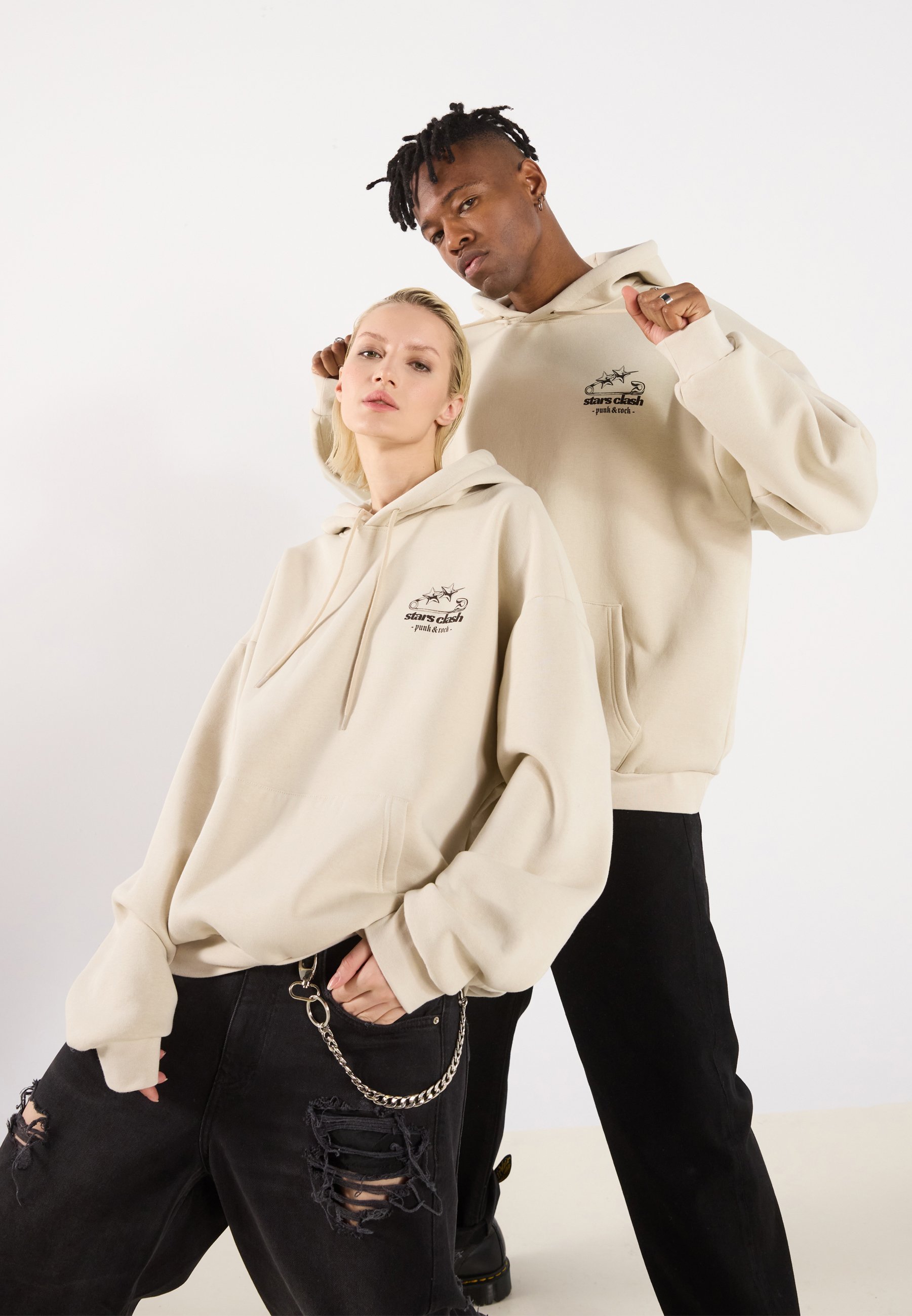 YOURTURN UNISEX - Felpa con cappuccio - color avena
