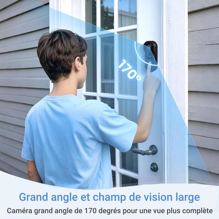 Sonnette sans Fil avec Camera Visiophone Bluetooth avec écran IPS de 4.3 Sonnette sans Fil Exterieur Etanche 170° Vision Nocturne