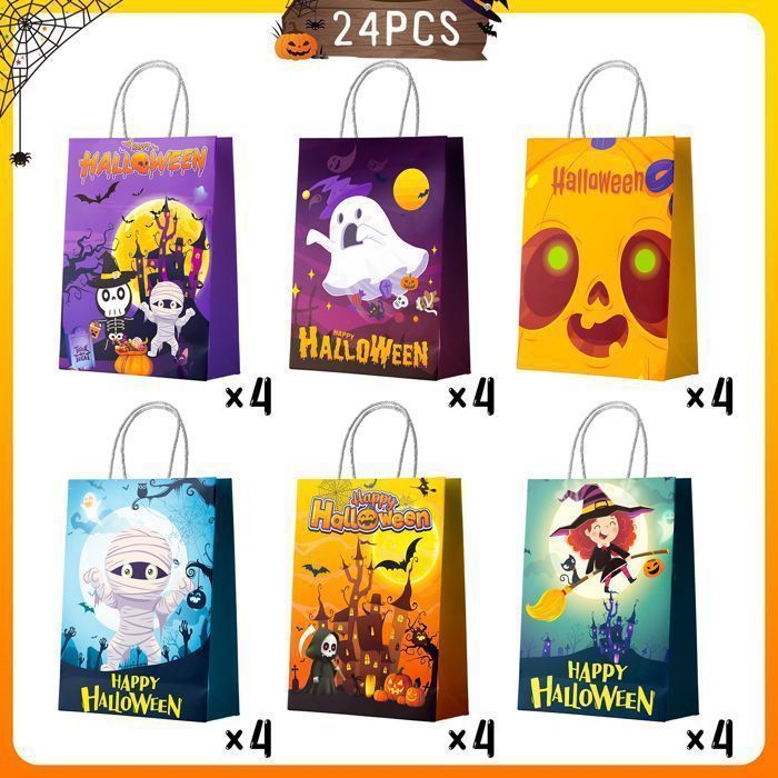 Sac cadeau Halloween - INBOXXARTY - 24pcs - Multicolore - 20,3x15x7,9cm - Sacs en papier