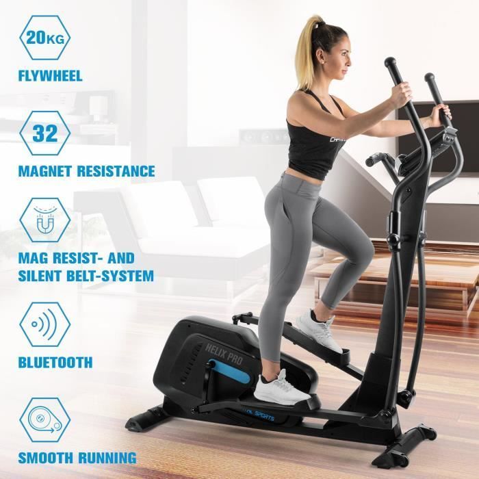 CAPITAL SPORTS Helix Track Vélo elliptique avec volant d'inertie 20kg et résistance magnétique 32 niveaux - interface Bluetooth