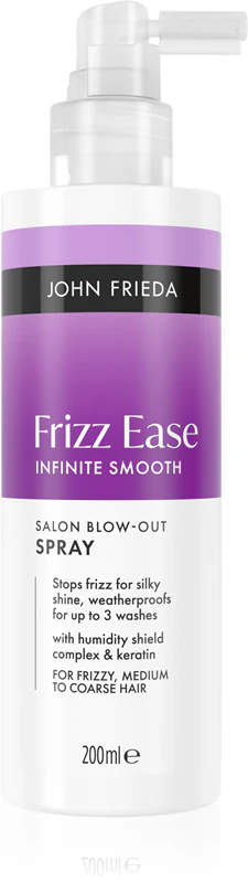 spray John Frieda Frizz Ease Salon Blow-Out é um spray alisador para cabelos que resiste ao calor.