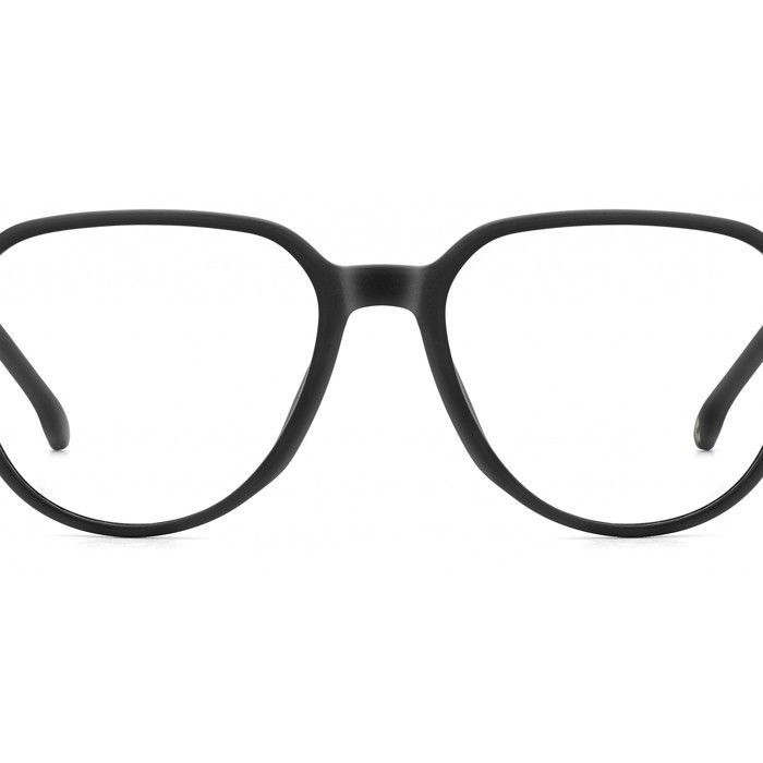 Óculos de grau masculinos Carrera 346 52/17/145 em acetato preto fosco com detalhes em dourado.