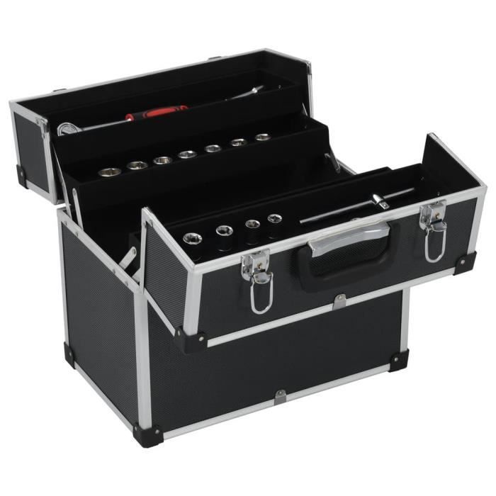 Caja de herramientas, estuche de herramientas, carro de herramientas, caja de herramientas, almacenamiento, archivador, 38 cm, negro