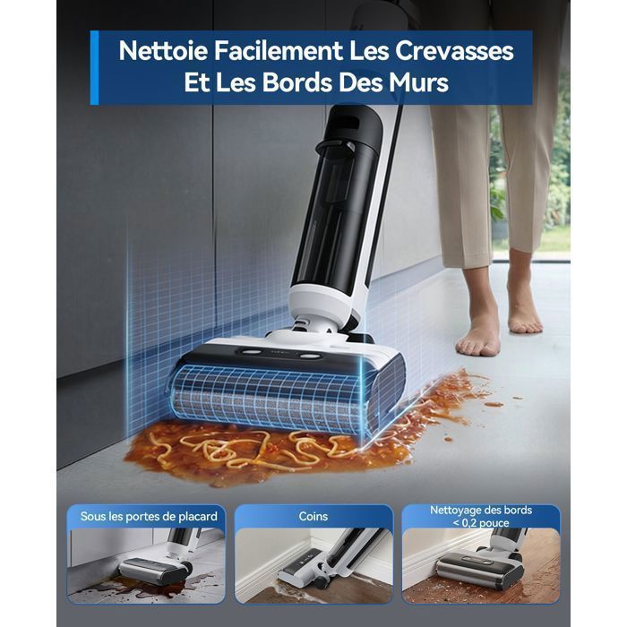 Redroad H13 Cordless Vacuum Cleaner and Mop - 23000Pa, 75-Minute Runtime, Self-Cleaning, Anti-Tangle, OLED Screen, for Hard Floors - White