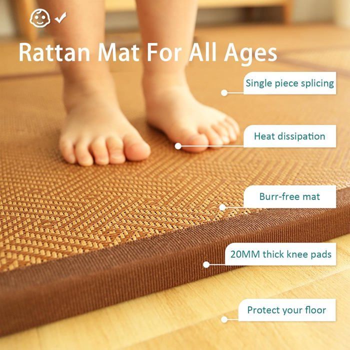 Matelas japonais pliant en rotin avec support antidérapant, ferme et confortable - 9pcs-60*60cm