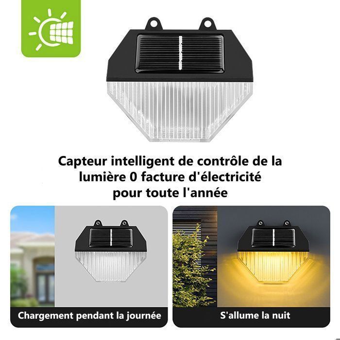 Faroles solares impermeables para jardín, 4 unidades, ángulo amplio de 180°, resistencia al agua IP44, 2000K, para patio, jardín y porche.
