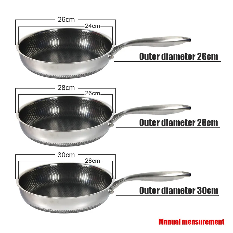 Poêle à frire en acier inoxydable 316, wok, poêle à steak, casserole, compatible induction et gaz, ustensiles de cuisine universels, antiadhésif