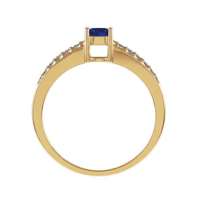 Anillo de mujer chapado en oro de 18 quilates – Solitario de circonita cúbica azul de 5 mm – Joyería elegante y brillante, ideal para regalar o para un compromiso.