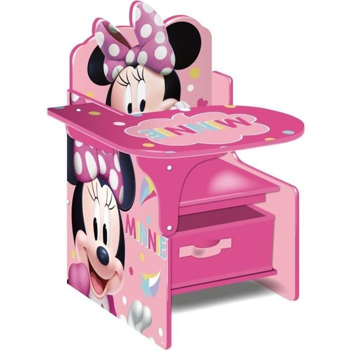 Silla de oficina de Minnie Mouse de Disney - Caja de almacenamiento extraíble - Fácil montaje - Para mayores de 3 años