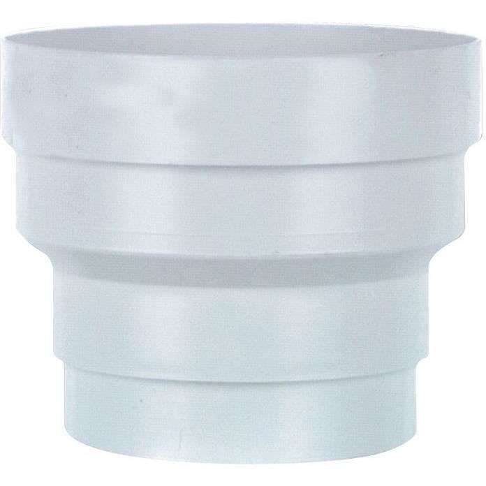 White PVC reducer, 100mm diameter to 80mm