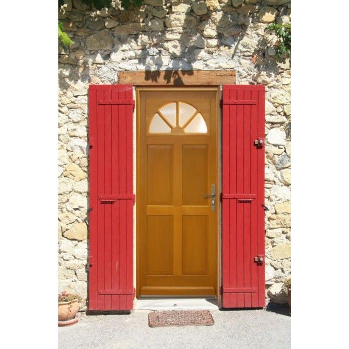 Puerta de entrada Ferji de madera con cristal, 215 cm de alto x 90 cm de ancho, lado izquierdo.