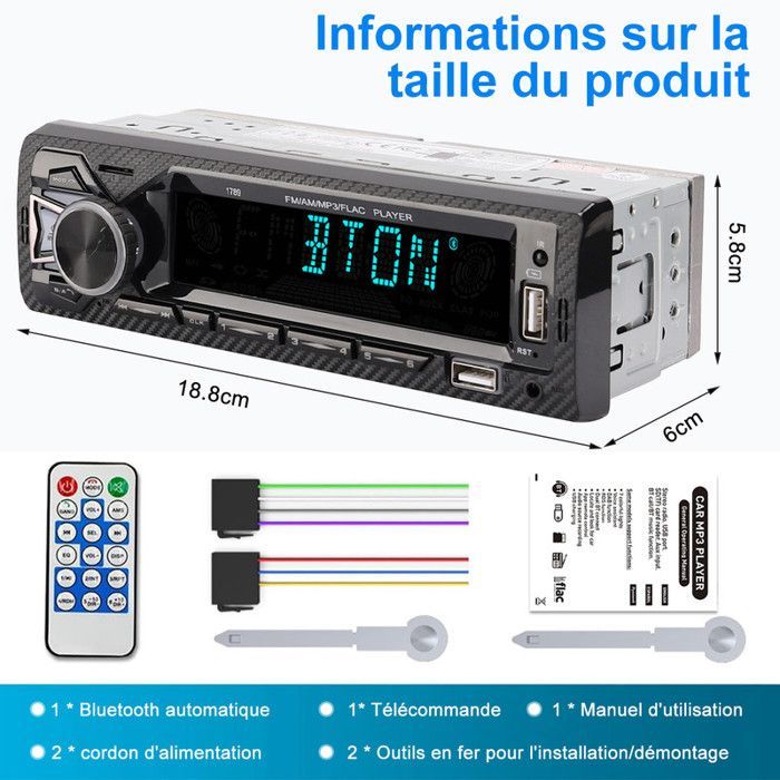 Radio Bluetooth para coche, radio estéreo a color de 7 pulgadas con asistente de voz + aplicación, radio Bluetooth para coche / MP3/WMA/WAV/FLAC/APE