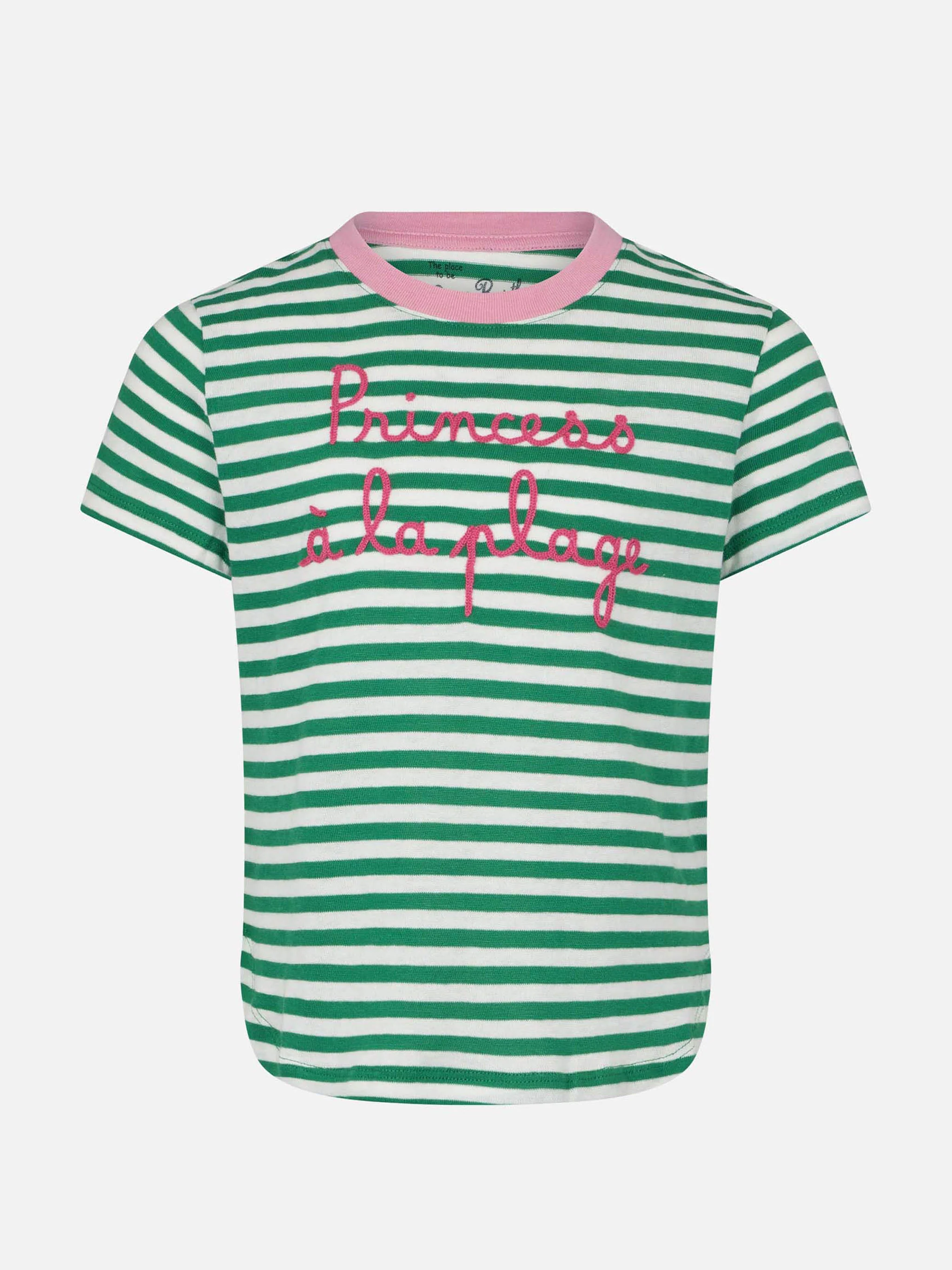Meisjes-T-shirt met strepen en borduurwerk