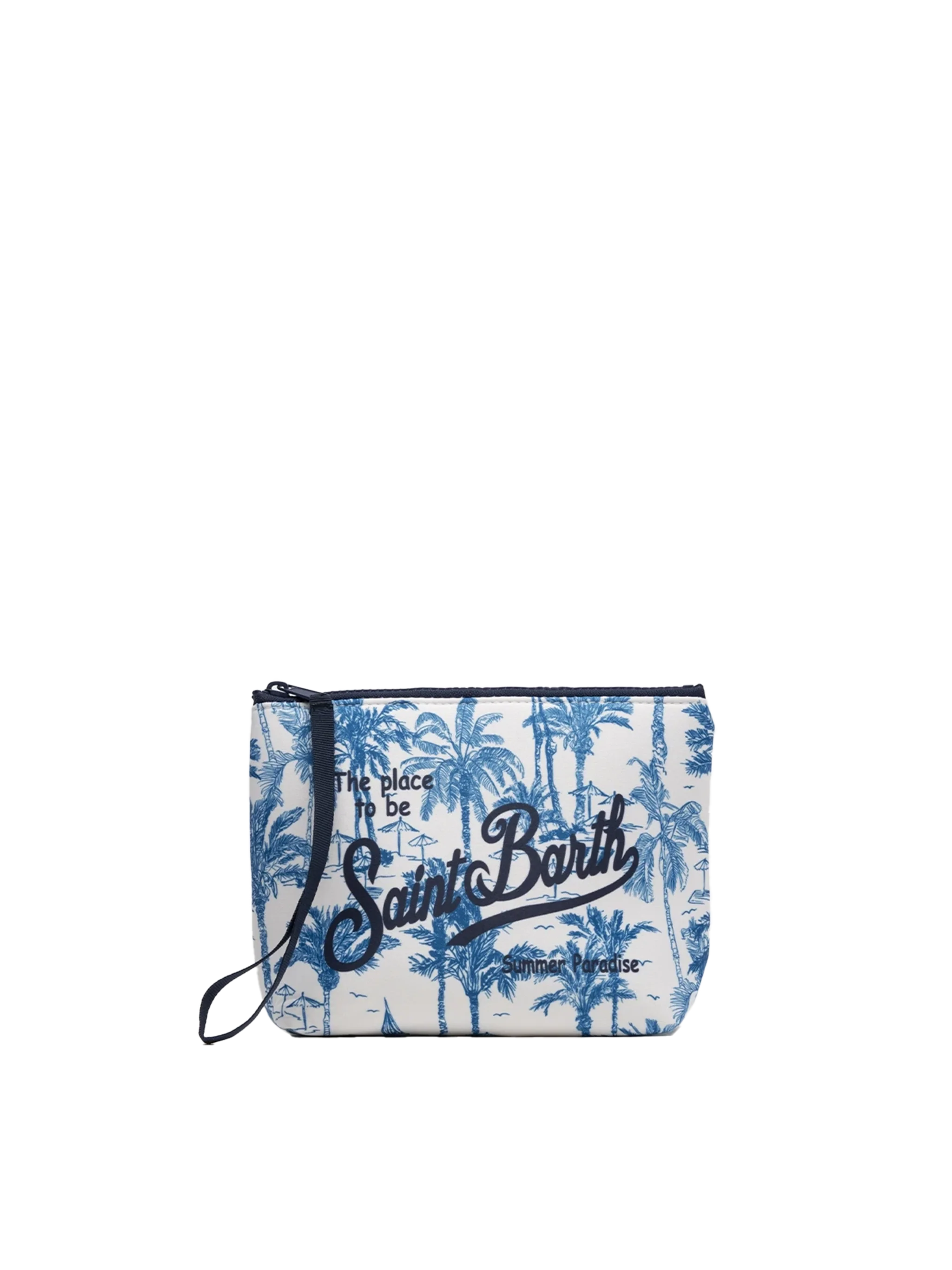 Aline clutch tas van scuba-stof met toile de jouy-print.